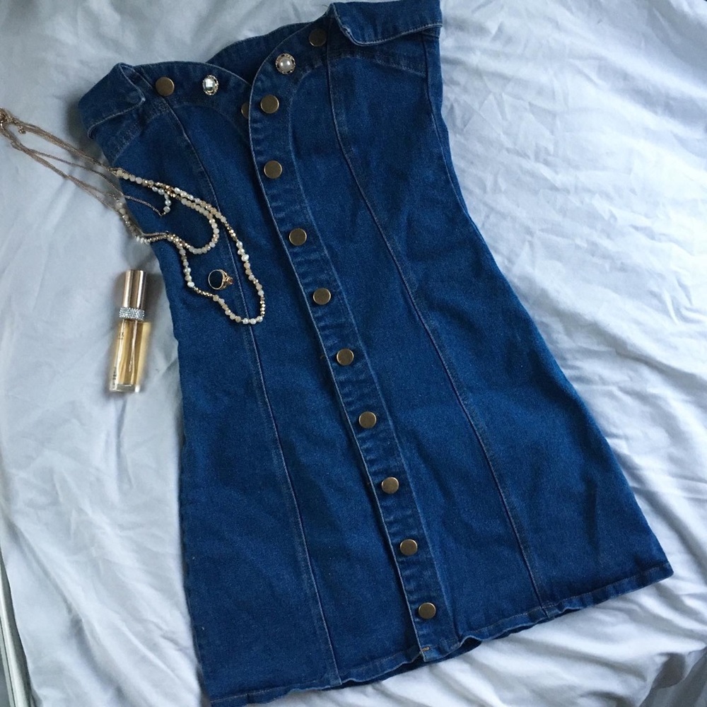 Fashion Nova Denim Button Up Dress